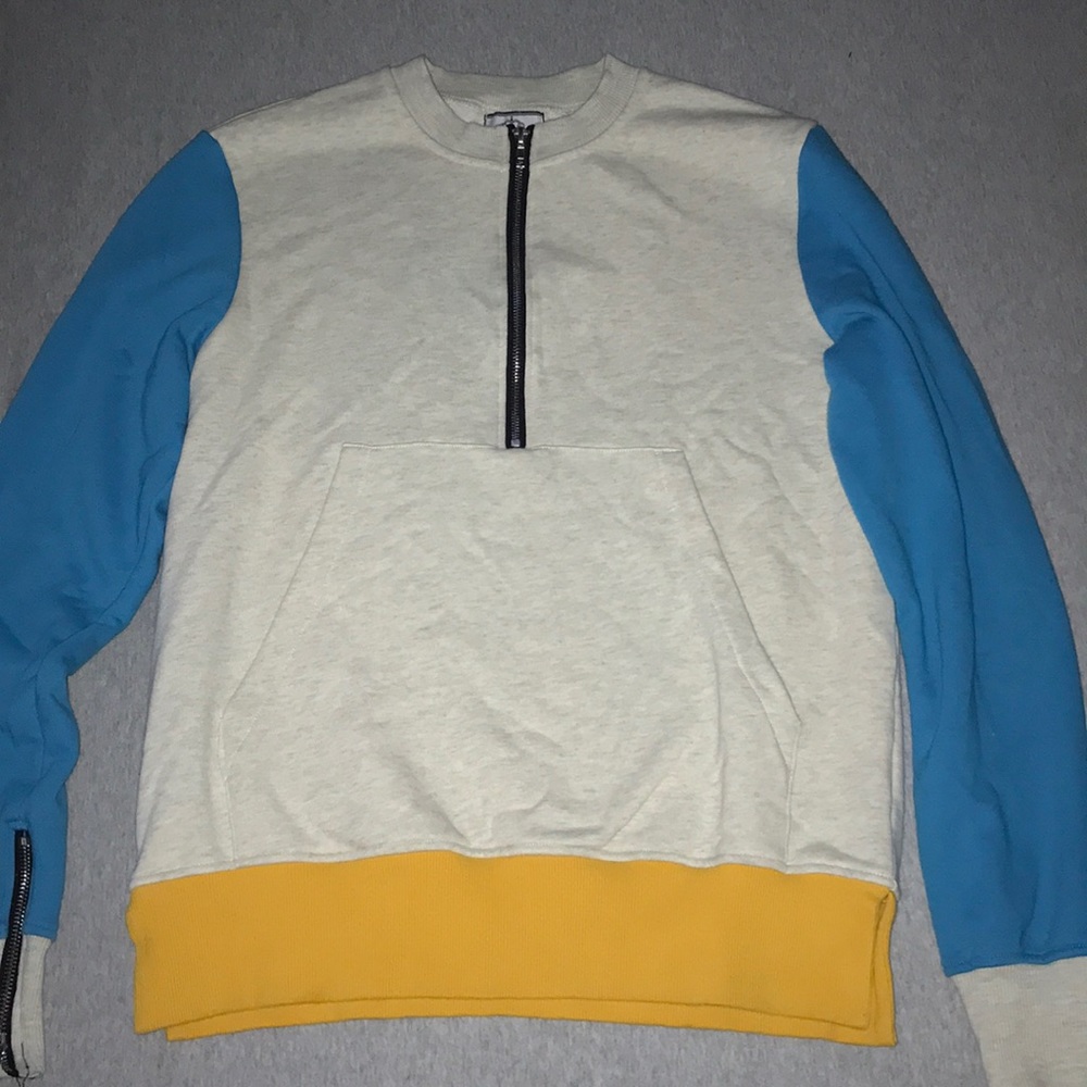 Crew Neck Mid Zip Up Sweater